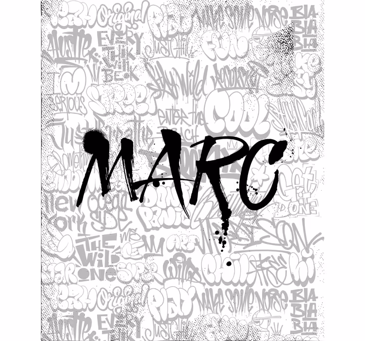 Rulou geam personalizat Graffiti alb-negru cu nume - TenStickers