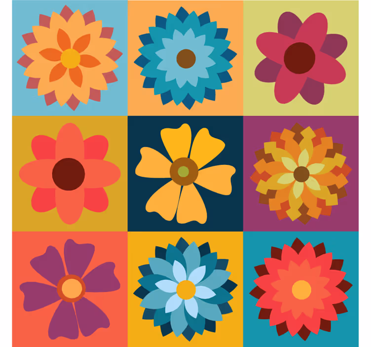 Rulou geam bucătărie gresie cu flori colorate - TenStickers