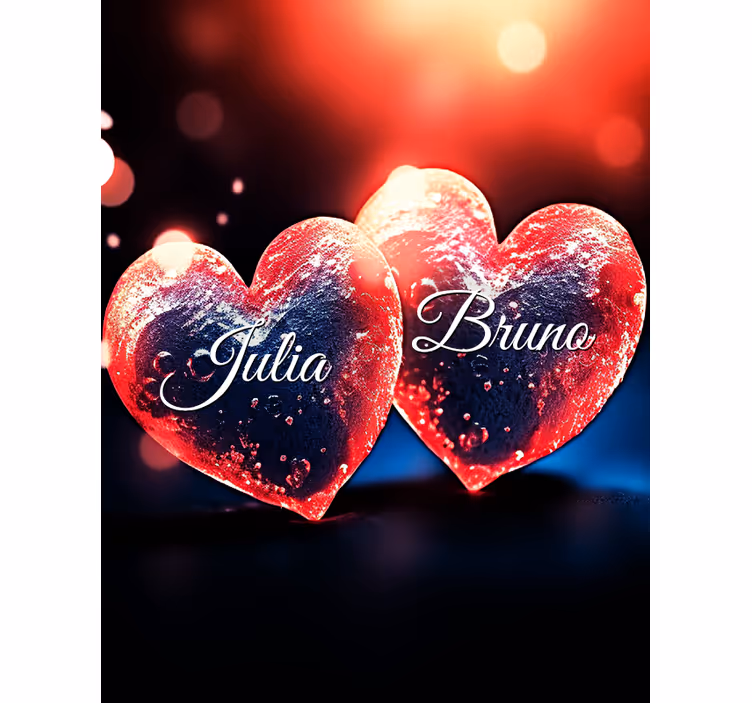 Rulou geam personalizat inimi cu nume - TenStickers