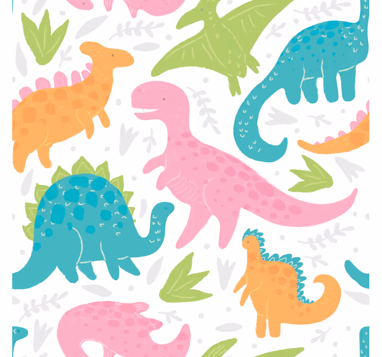 Rulou geam dinozauri culori pastel - TenStickers