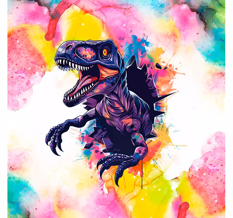 Rulou geam dinozauri culori saturate velociraptor - TenStickers
