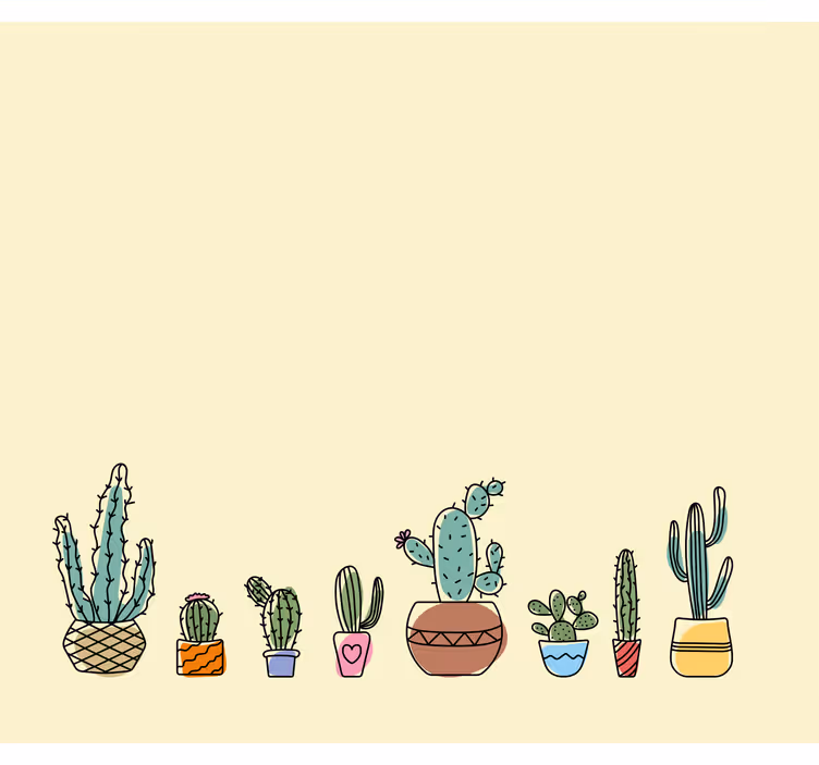 Rulou geam cactuși stil desenat - TenStickers