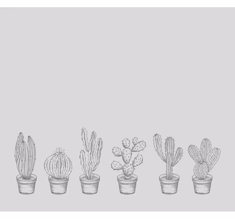 Rulou geam cactuși nuanțe de gri - TenStickers