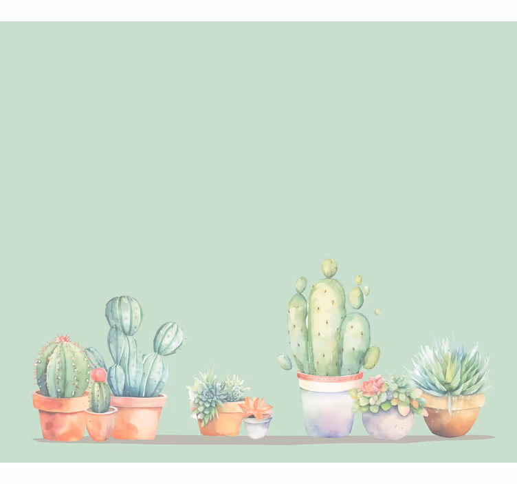 Rulou geam cactuși stil minimalist - TenStickers