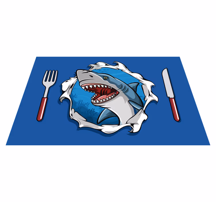 Rechin mare 3d placemats de pește - TenStickers
