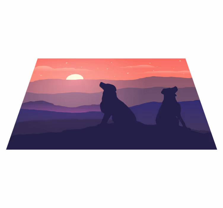 Naproane original câini în siluetă la apus - TenStickers