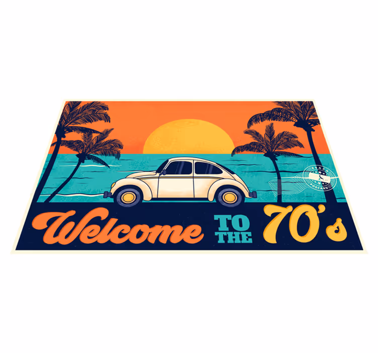 Naproane elegant peisaj de plajă retro anii '70 - TenStickers