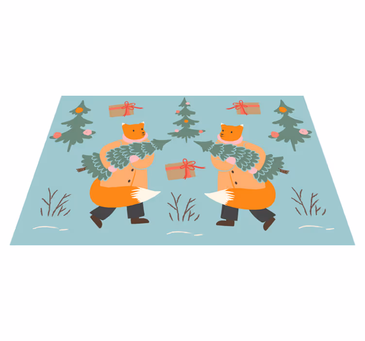 Naproane de crăciun vulpe festivă cu brad - TenStickers