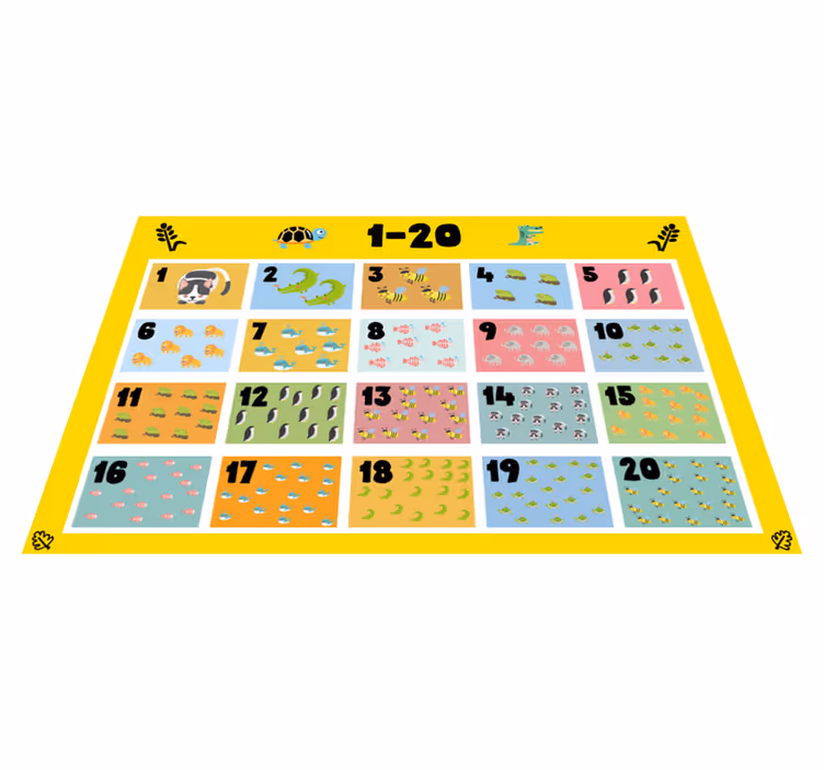 Naproane pentru copii tabel colorat cu numere - TenStickers