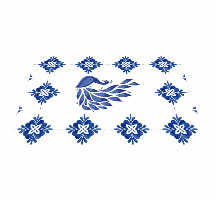 Naproane original cu motif floral de păun - TenStickers