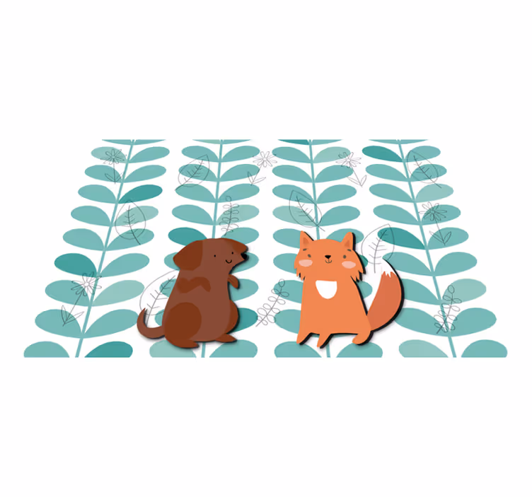 Vulpea și câinele cei mai buni prieteni pentru copii - TenStickers