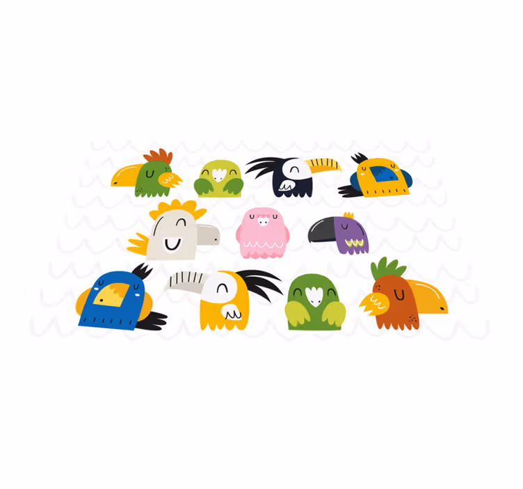 Pasari exotice desene animate placemats moderne - TenStickers