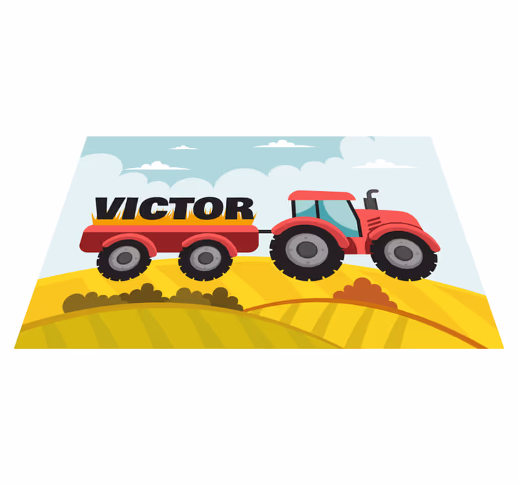 Tractor colorat și nume personalizat - TenStickers