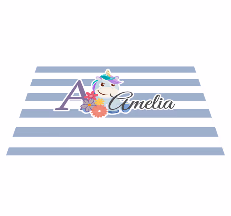 Naproane pentru copii ilustrație cu numele unicornului - TenStickers