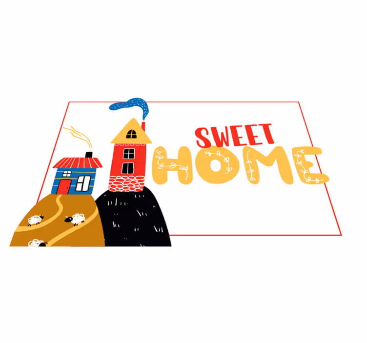 Naproane pentru copii peisaj colorat cu case - TenStickers