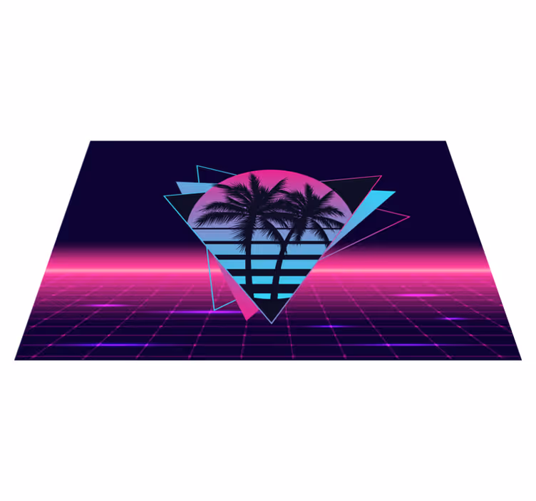 Naproane modern geometrie retro cu palmieri - TenStickers