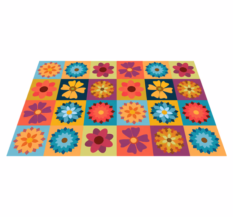 Naproane modern gresie cu flori colorate - TenStickers