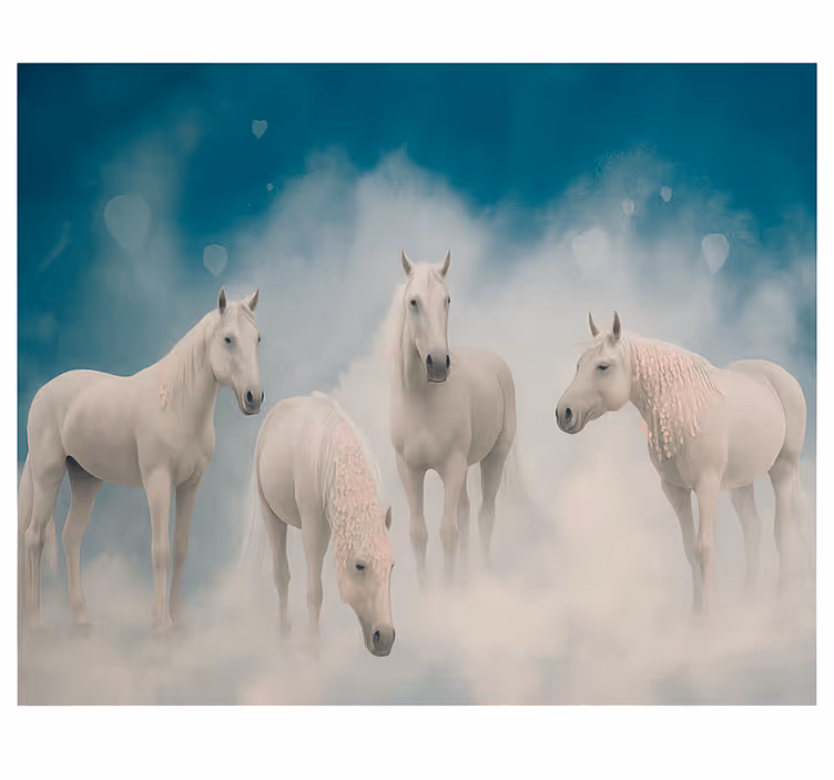 Fototapet pentru tineret cai albi magici - TenStickers