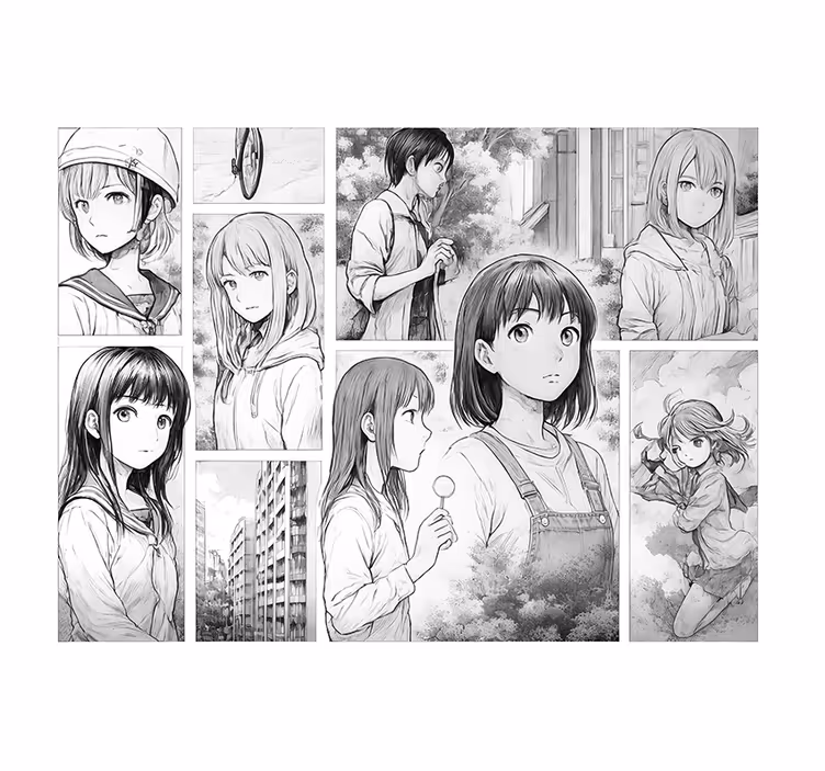 Fototapet pentru tineret manga alb-negru - TenStickers