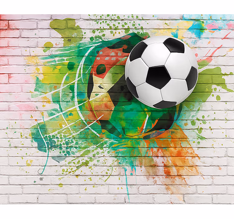 Fototapet pentru tineret minge de fotbal multicoloră - TenStickers