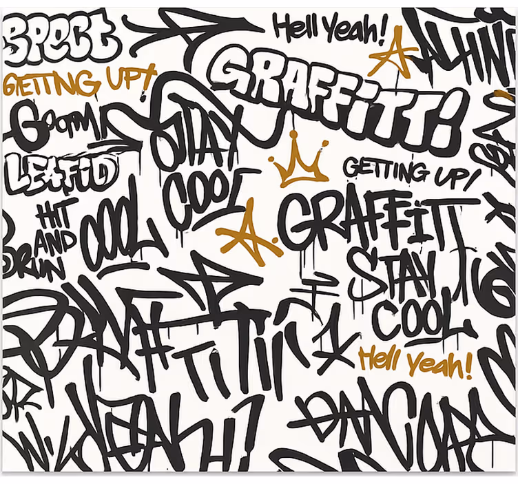 Fototapet pentru tineret graffiti alb-negru - TenStickers