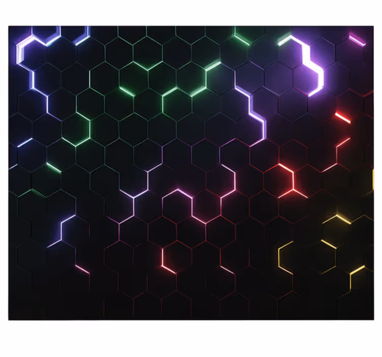 Fototapet pentru tineret hexagoane 3d neon - TenStickers