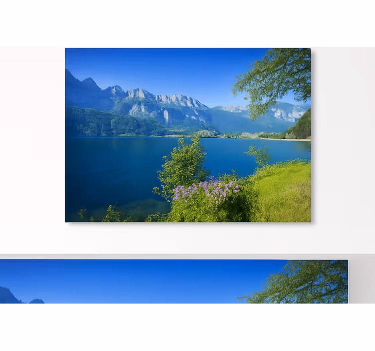 Muntele Fototapet seninătatea lacului de munte - TenStickers