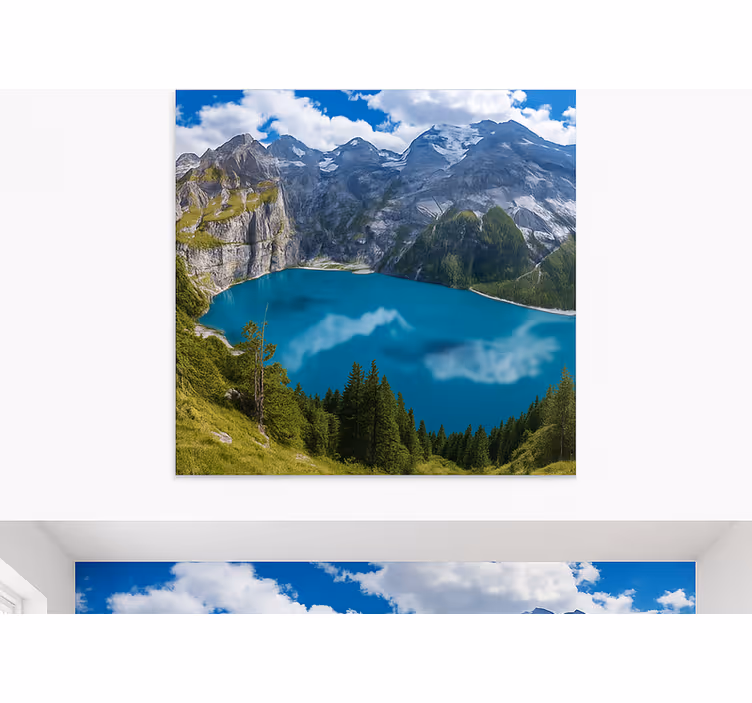 Muntele Fototapet munți apus de soare auriu - TenStickers