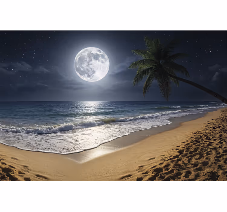 Fototapet mare lună plină ocean - TenStickers