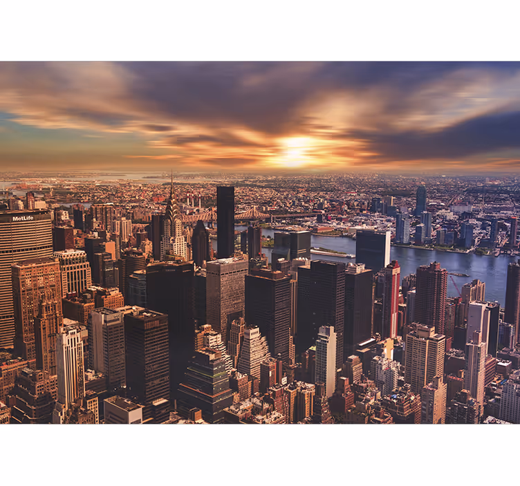 Fototapet New York panorama urbană a apusului - TenStickers