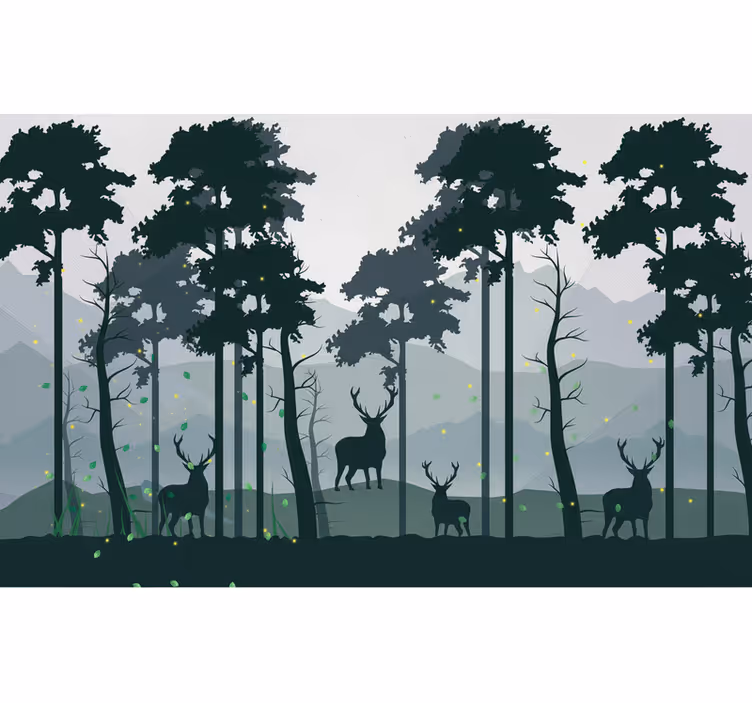 Păduri fototapet siluete forestier scandi - TenStickers