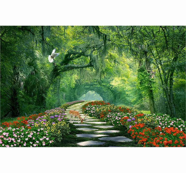Păduri fototapet cale de pădure surrealistă - TenStickers
