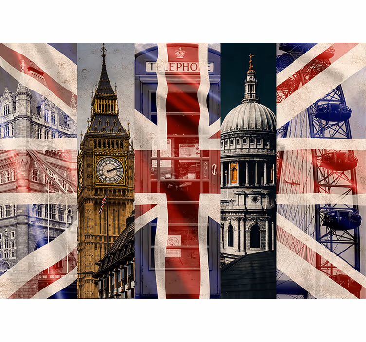 Fototapet camera de zi colaj de icoane de la londra - TenStickers