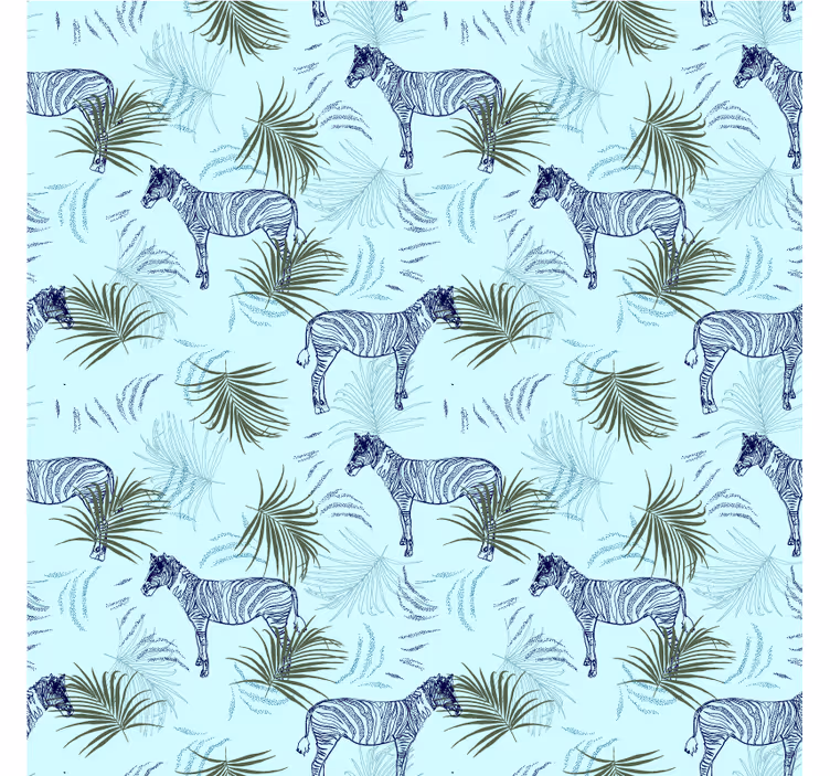 Fototapet african model palmier zebra albastru - TenStickers