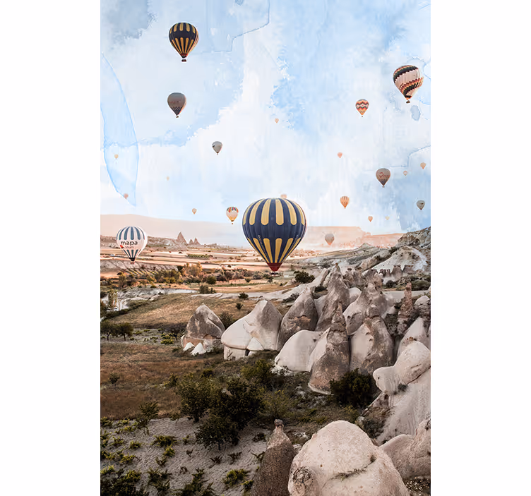 Deșert fototapet cu baloane de aer din cappadocia - TenStickers
