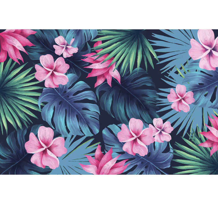 Tapet junglă frunze și flori tropicale - TenStickers