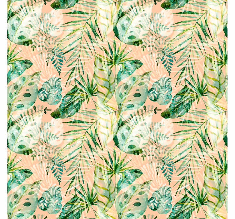 Tapet junglă cu design floral roz de frunze - TenStickers