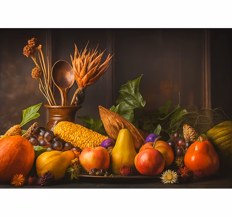 Fototapet bucătărie legume și fructe rustice - TenStickers