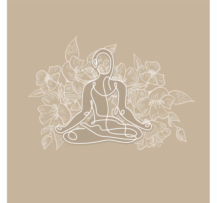 Fototapet bej femeie meditând pe saltea yoga - TenStickers