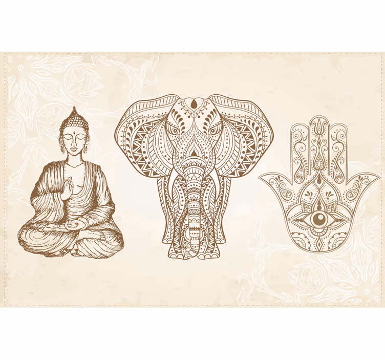 Fototapet bej simbol buddha și mâna hamsa - TenStickers