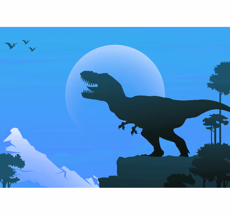 Fototapet albastru t-rex furios urlând - TenStickers