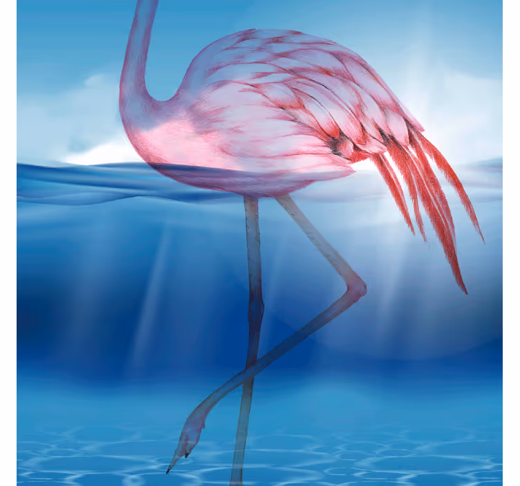 Fototapet albastru design subacvatic cu flamingo - TenStickers