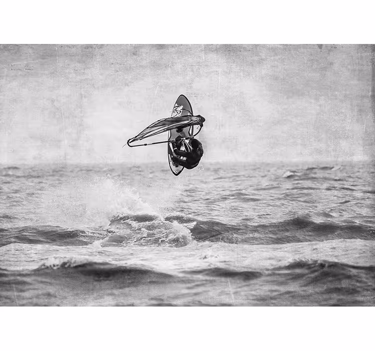 Fototapet gri windsurf alb și negru - TenStickers