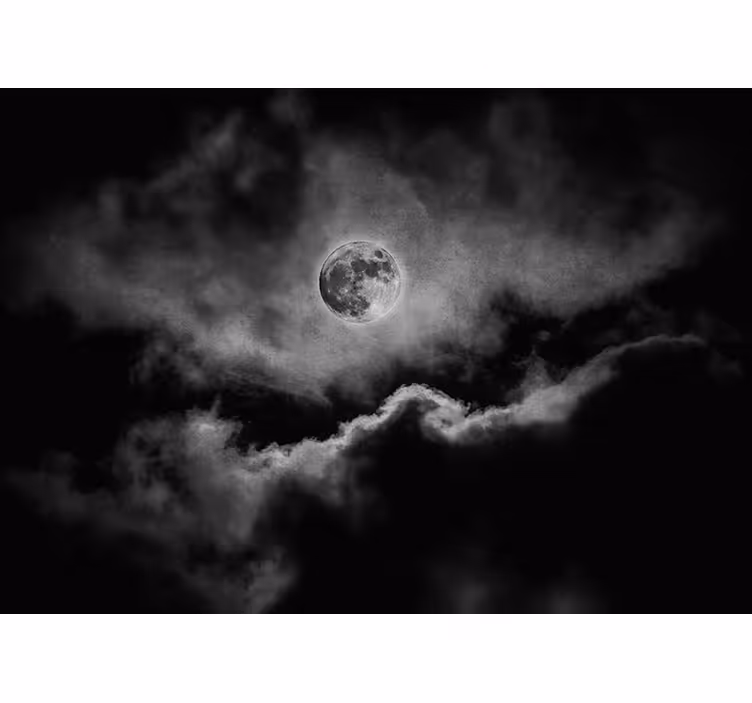 Fototapet negru cu lună și nori - TenStickers