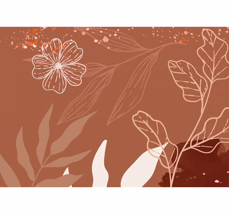 Tapet de parete terracotta cu design frunze minimaliste - TenStickers