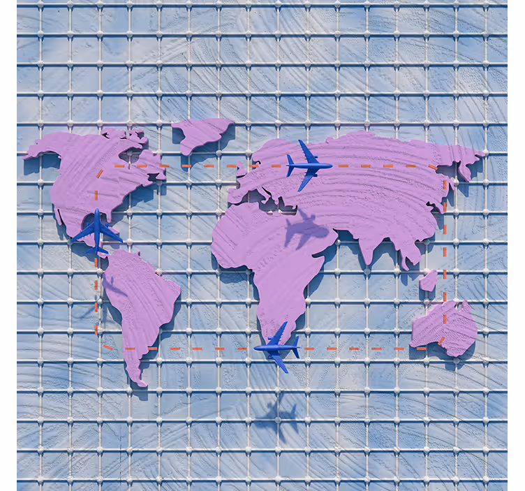 Fototapet violet hartă mondială artistică - TenStickers