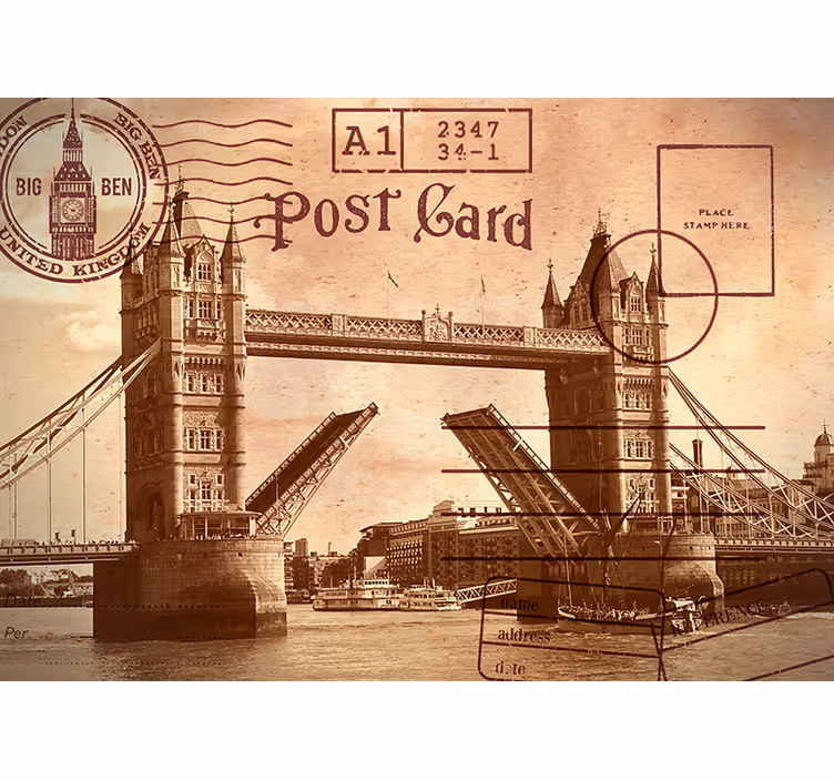 Turn de poștă carte poștală london mural mural - TenStickers