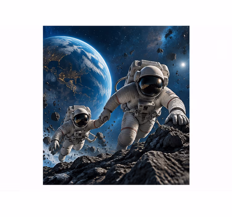 Fototapet albastru astronauți sub presiune - TenStickers