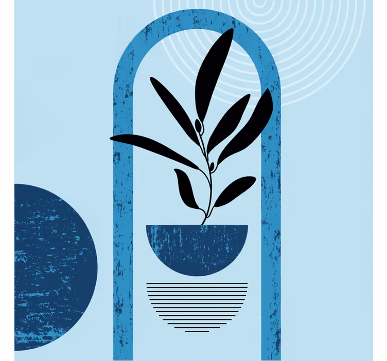 Fototapet albastru forme abstracte în stil minimalist trendy - TenStickers