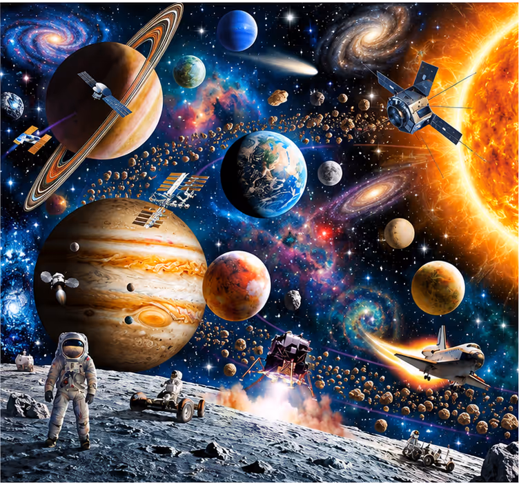 Spațiul fototapet sistem solar - TenStickers